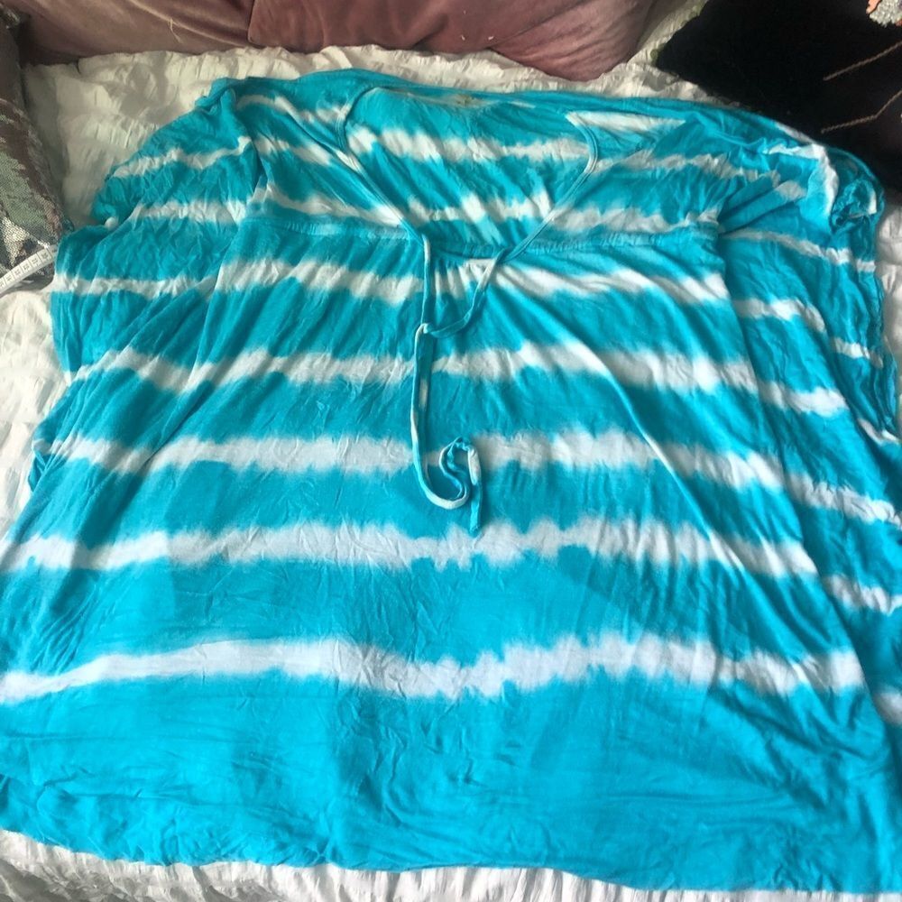 Blue and White Swimsuit Coverup
